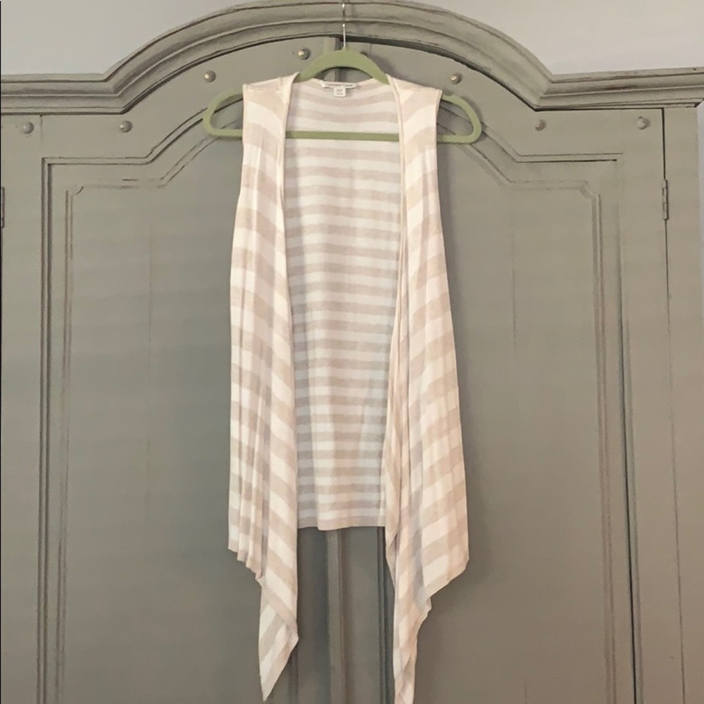 Striped asymmetric vest cardigan